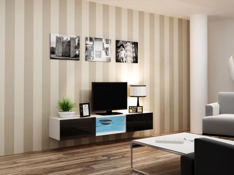 StolikTV.pl VIGO GLASS 30/180/40 biały/czarny połysk